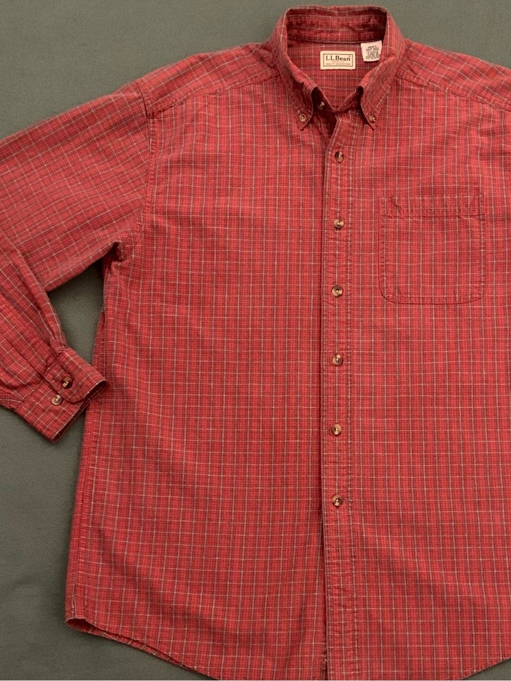 LL BEAN LS Rugged Cotton Muted Plaid Shirt